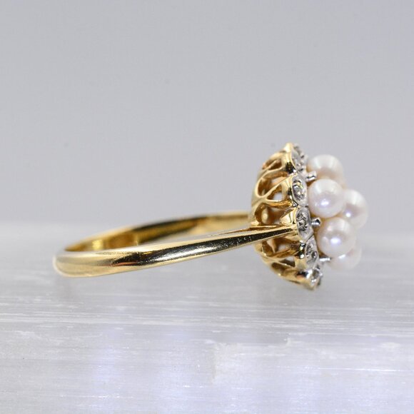 LibCo Seed Pearl Ring with Diamond Halo - Picture 8 of 10